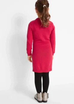 bonprix Mädchen 2-8 Jahre·Kleider & Röcke|Strickkleid mit Tasche (2-tlg.Set) rot