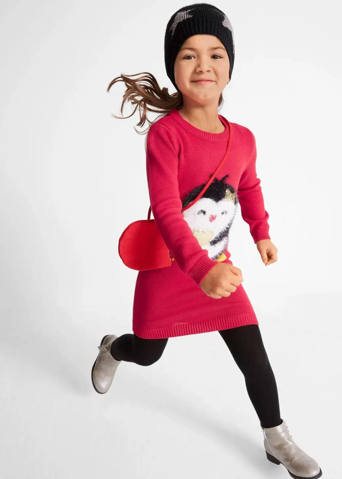 bonprix Mädchen 2-8 Jahre·Kleider & Röcke|Strickkleid mit Tasche (2-tlg.Set) rot