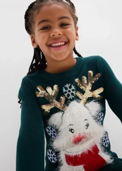 bonprix Mädchen 2-8 Jahre·Kleider & Röcke|Strickkleid mit Tasche (2-tlg.Set) tiefgrün