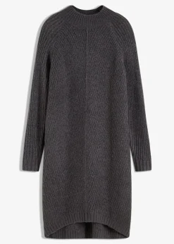 bonprix Bekleidung·Umstandsmode|Bekleidung·Pullover & Strickjacken|Strickkleid mit Vokuhila-Saum anthrazit meliert