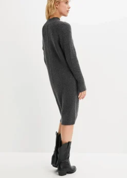 bonprix Bekleidung·Umstandsmode|Bekleidung·Pullover & Strickjacken|Strickkleid mit Vokuhila-Saum anthrazit meliert