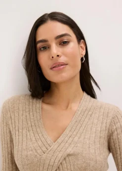 bonprix Bekleidung·Pullover & Strickjacken|Bekleidung·Umstandsmode|Strickkleid mit Wollanteil kieselbeige meliert