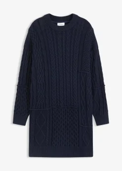 bonprix Bekleidung·Umstandsmode|Kleider|Strickkleid mit Zopfmuster tintenblau