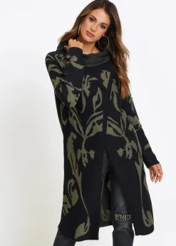 bonprix Bekleidung·Umstandsmode|Bekleidung·Jeans|Strickmantel schwarz/dunkeloliv