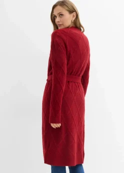 bonprix Strickmode|Pullover & Strickjacken|Strickmantel aus Zopfstrick abendrot
