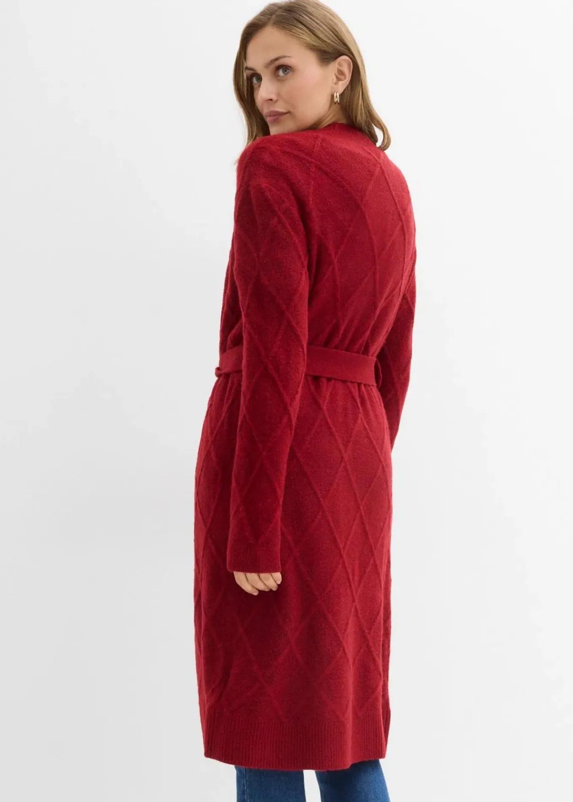 bonprix Strickmode|Pullover & Strickjacken|Strickmantel aus Zopfstrick abendrot