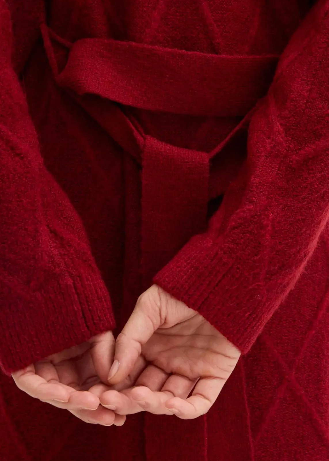 bonprix Strickmode|Pullover & Strickjacken|Strickmantel aus Zopfstrick abendrot