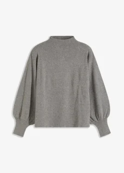 bonprix Bekleidung·Jeans|Pullover & Strickjacken|Strickpullover mit Ballonärmeln grau meliert