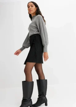 bonprix Bekleidung·Jeans|Pullover & Strickjacken|Strickpullover mit Ballonärmeln grau meliert