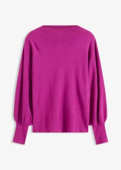 bonprix Bekleidung·Jeans|Pullover & Strickjacken|Strickpullover mit Ballonärmeln dunkelfuchsia
