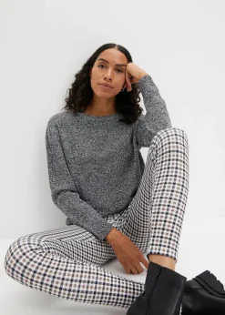 Strick-Pullover mit Rundhals-Ausschnitt in Melange|bonprix Outlet