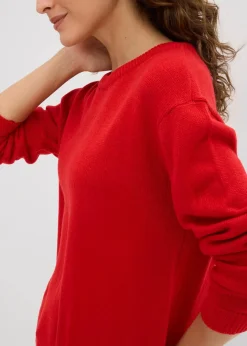 bonprix Bekleidung·Umstandsmode|Bekleidung·Röcke|Strick-Pullover mit Rundhals-Ausschnitt lavarot