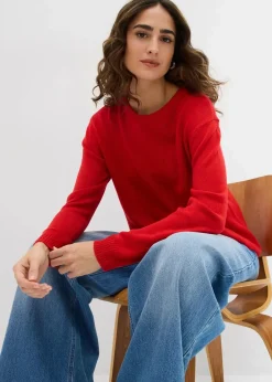 bonprix Bekleidung·Umstandsmode|Bekleidung·Röcke|Strick-Pullover mit Rundhals-Ausschnitt lavarot