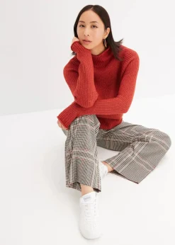 bonprix Strickmode|Pullover & Strickjacken|Strickpullover mit Stehkragen karminrot