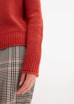 bonprix Strickmode|Pullover & Strickjacken|Strickpullover mit Stehkragen karminrot