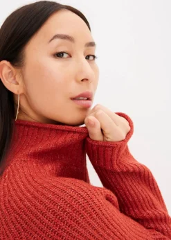 bonprix Strickmode|Pullover & Strickjacken|Strickpullover mit Stehkragen karminrot