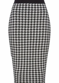bonprix Bekleidung·Sportbekleidung|Röcke|Strickrock schwarz/wollweiß kariert