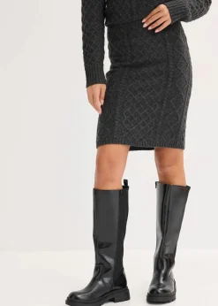 bonprix Röcke|Zweiteiler & Sets|Strickrock anthrazit meliert