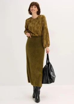 Strickrock aus flauschigem Federgarn|bonprix Discount