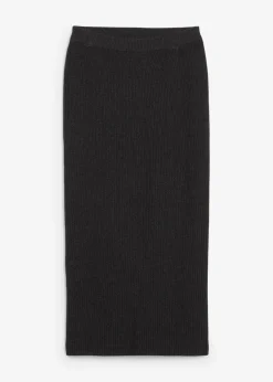 bonprix Bekleidung·Sportbekleidung|Röcke|Strickrock aus reiner Baumwolle anthrazit meliert