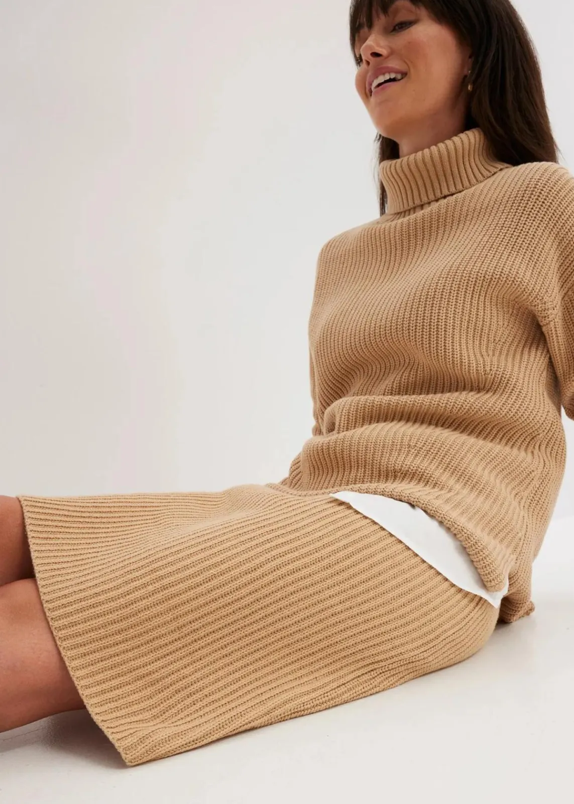 bonprix Bekleidung·Sportbekleidung|Nachhaltigere Materialien|Strickrock aus reiner Baumwolle latte macchiato