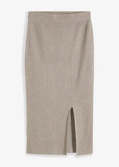 bonprix Bekleidung·Sportbekleidung|Röcke|Strickrock aus softem Viskose-Mix silber/naturstein