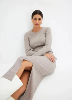 bonprix Bekleidung·Sportbekleidung|Röcke|Strickrock aus softem Viskose-Mix silber/naturstein