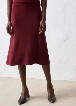 bonprix Bekleidung·Sportbekleidung|Röcke|Strickrock aus weichem Woll-Mix ahornrot