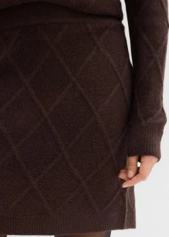 bonprix Bekleidung·Sportbekleidung|Zweiteiler & Sets|Strickrock aus Zopfstrick dunkelbraun