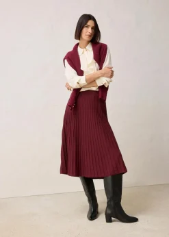 bonprix Röcke|Premium|Strickrock mit Merinowolle dunkelbeere