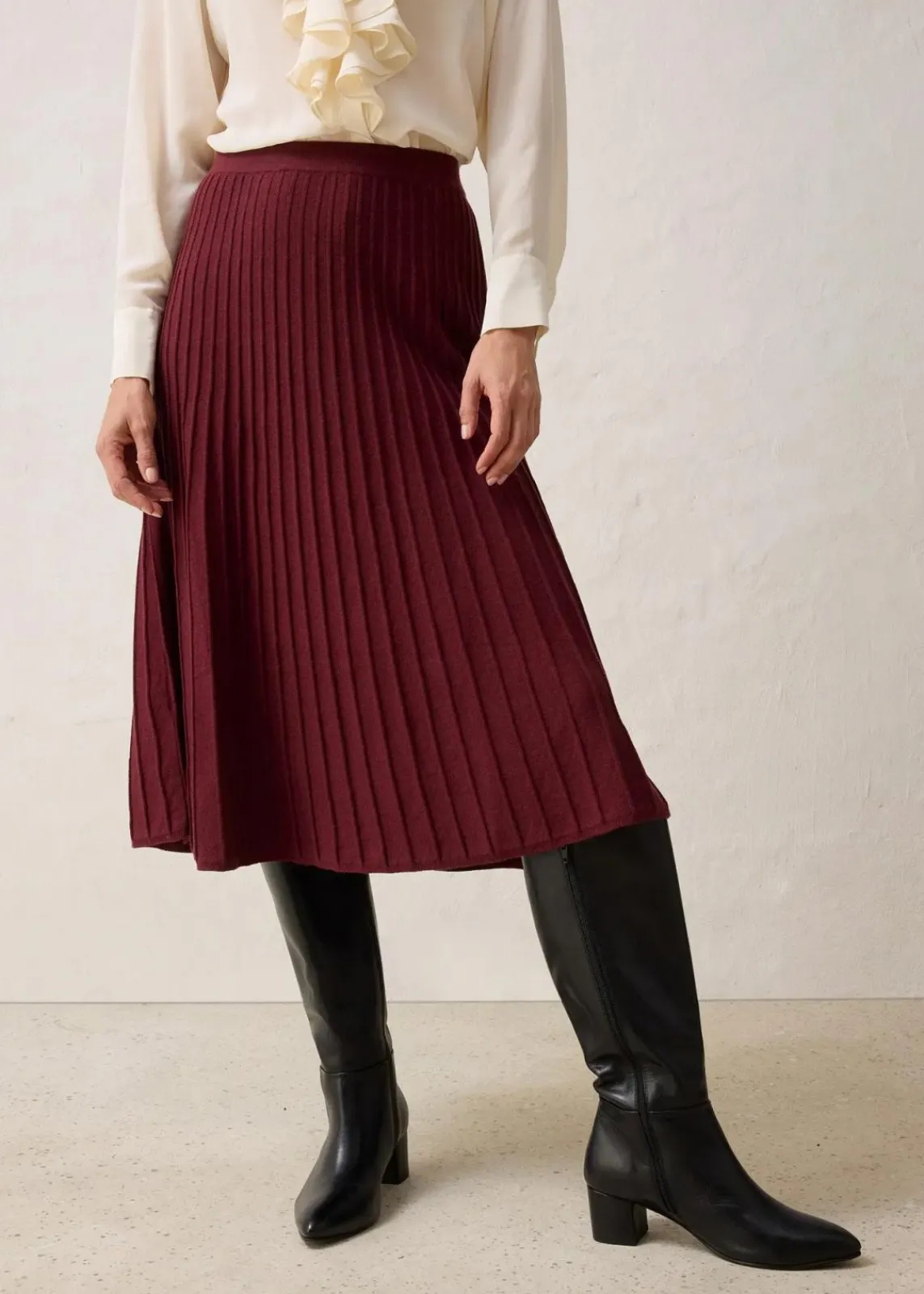 bonprix Röcke|Premium|Strickrock mit Merinowolle dunkelbeere