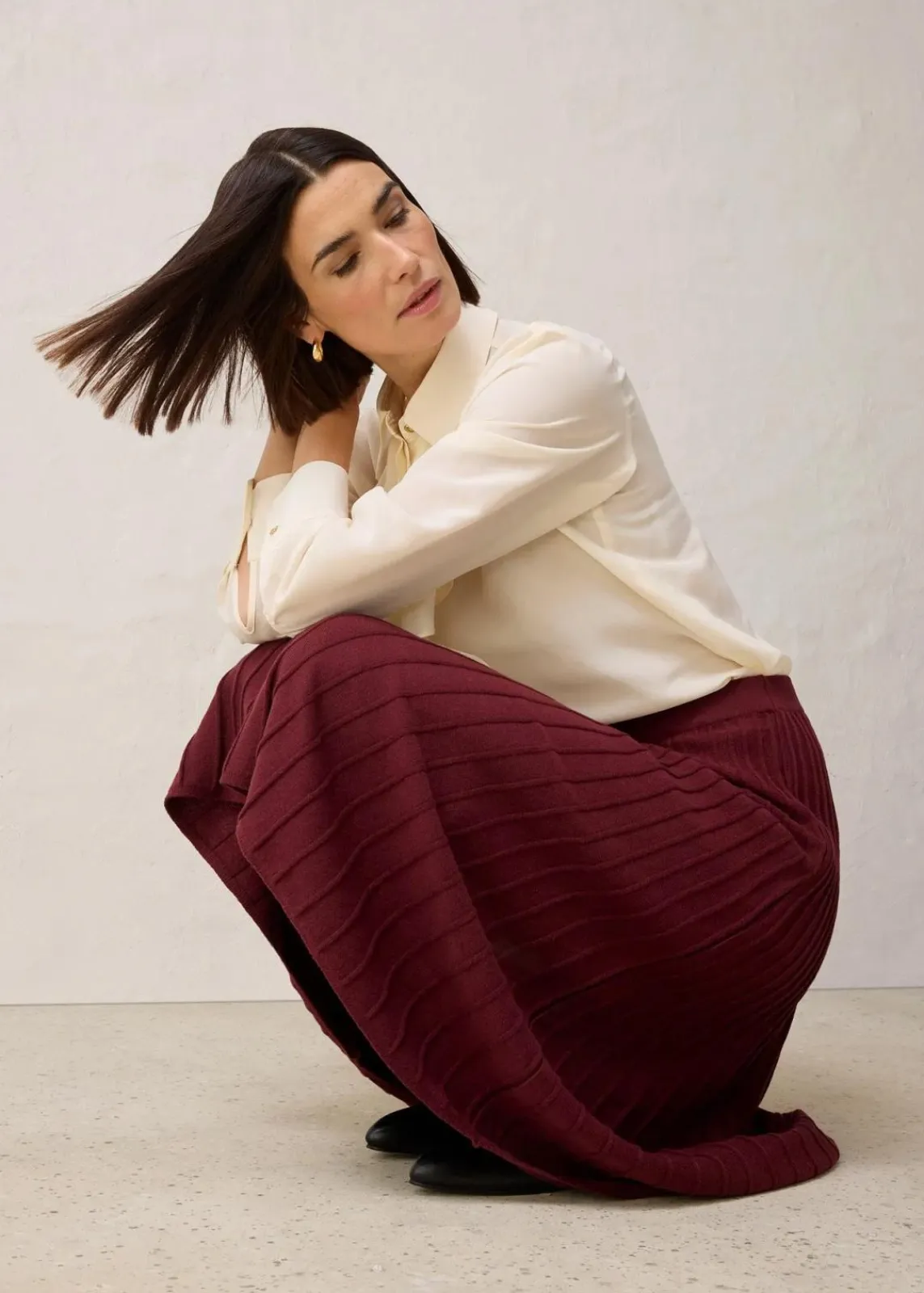 bonprix Röcke|Premium|Strickrock mit Merinowolle dunkelbeere