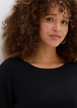 bonprix Bekleidung·Umstandsmode|Strickmode|Strickshirt mit Kontrastsaum schwarz/weiß