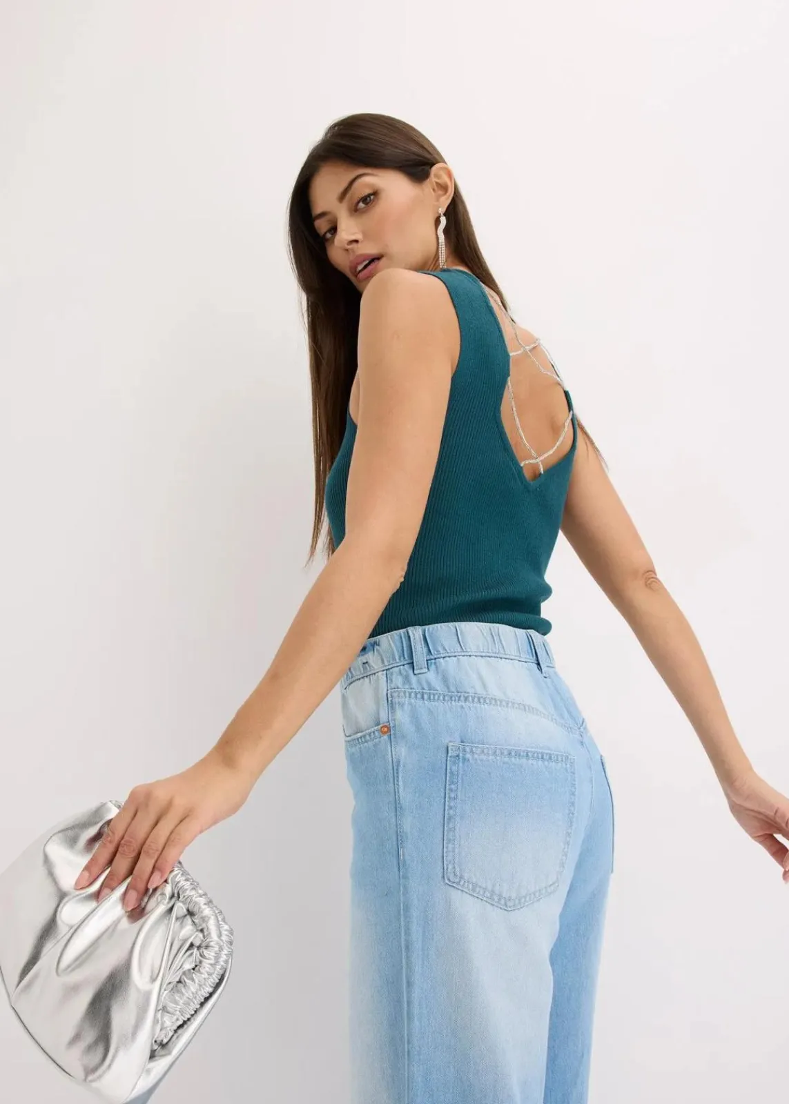 Stricktop mit Glitzerband|bonprix Online