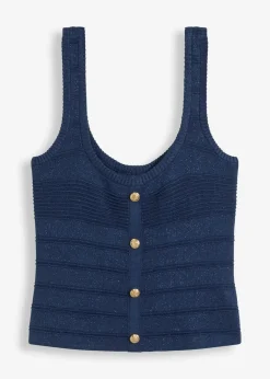 bonprix Strickmode|Shirts & Tops|Stricktop mit metallic Effekt dunkelblau