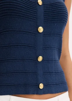 bonprix Strickmode|Shirts & Tops|Stricktop mit metallic Effekt dunkelblau