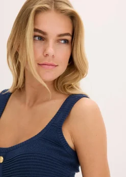 bonprix Strickmode|Shirts & Tops|Stricktop mit metallic Effekt dunkelblau