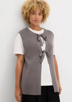 bonprix Bekleidung·Umstandsmode|Bekleidung·Jeans|Strick-Weste aus Baumwoll-Mix anthrazit meliert