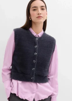 Strick-Weste aus Federgarn-Viskose-Mix|bonprix