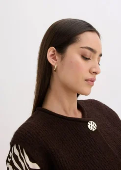 bonprix Bekleidung·Umstandsmode|Bekleidung·Hosen|Strickweste mit dekorativen Knöpfen dunkelbraun