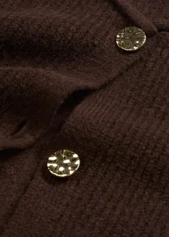 bonprix Bekleidung·Umstandsmode|Bekleidung·Hosen|Strickweste mit dekorativen Knöpfen dunkelbraun