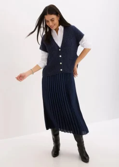 Strick-Weste mit dekorativen Knöpfen und Wollanteil|bonprix