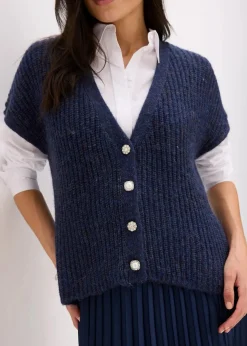 Strick-Weste mit dekorativen Knöpfen und Wollanteil|bonprix