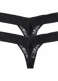 bonprix Wäsche·Dessous|Wäsche·Höschen|String aus Spitze (2er Pack) schwarz+schwarz