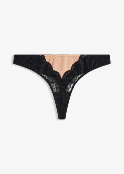 bonprix Wäsche·Dessous|Wäsche·Höschen|String mit nahtloser Hinterhose schwarz