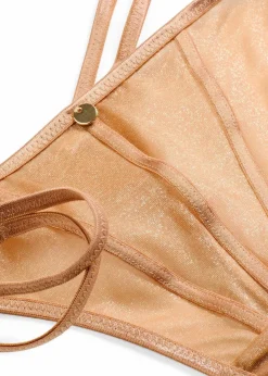 bonprix Wäsche·Dessous|Wäsche·Höschen|String Tanga aus schimmerndem Material goldbeige