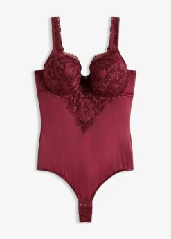 bonprix Große Cups D-H|Nachhaltigere Materialien|Stringbody mit gepolsterten Trägern beere