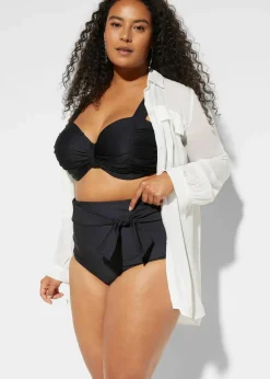 bonprix Nachhaltigere Materialien|Mix & Match|Strong Highwaist Shape-Bikinihose mit Bindeband schwarz