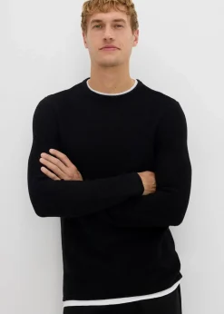 strukturierter Pullover in 2 in 1 Optik aus Baumwoll-Mix|bonprix Sale