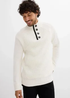 Strukturierter-Stehkragenpullover mit recycelter Baumwolle|bonprix New